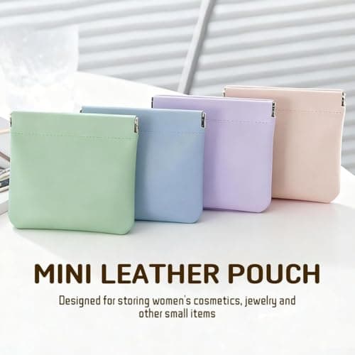 ZAMETTER 4PCS Mint Leather Cosmetic Pouches Waterproof Makeup Organizer Bags with Snap Closure for Women Jewelry Storage Travel Essentials 12x11.5cm — view 2