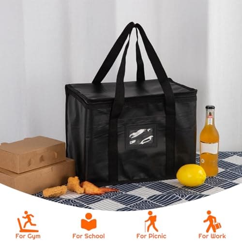 SUOXU 16L Insulated Lunch Bag Thermal Cooler Bag - Leakproof Reusable Lunch Box Tote for Men & Women, Work School Picnic Travel (Black) — view 5