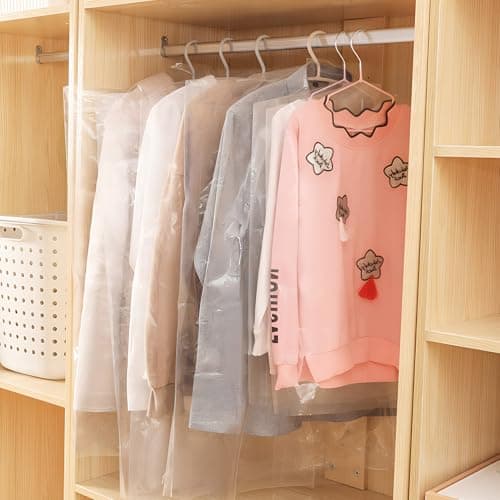 50 Pack Plastic Clothes Covers Protector Bags 23.6× 35.4 inches Clear Garment Bags Dry Cleaning Bags — view 3