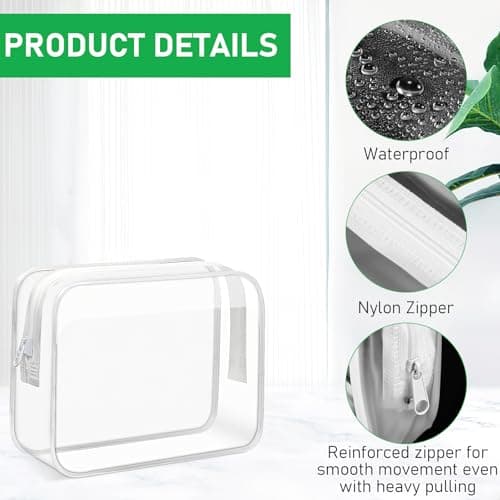 12 Pack Clear Toiletry Bags for Travel, Transparent Makeup Bags with Zip — view 3