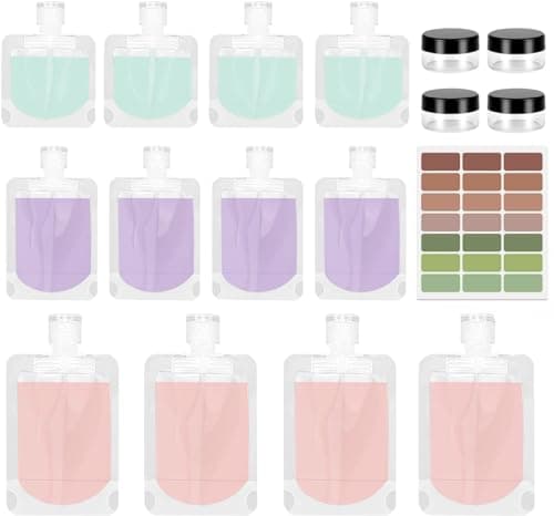 17Pcs Travel Bottles for Toiletries, Travel Containers for Toiletries, Refillable Travel Bottles 100ml Portable Pouches for Liquid with Labels for Lotion Shampoo Face Cream(5ml/30ml/50ml/100ml)