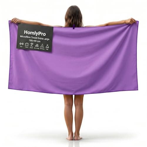 HomlyPro Microfibre Towel Extra Large 180x90cm - Quick Dry, Lightweight, Super Soft, Compact Bath Towel for Gym, Travel, Beach, Swimming, Camping, Hiking & Yoga (Purple)