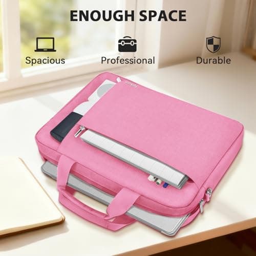 Ferkurn Laptop Bag Case for Women Men, Messenger Briefcase Computer Bag with Shoulder Compatible with Macbook Pro/Air, XPS Latitude, HP Pavilion, ASUS, Acer, Samsung, Pink, 15 15.6 16 Inch — view 6