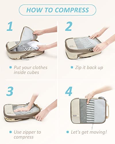 BAGSMART 6pcs Compression Travel Packing Cubes for Suitcases Backpack — view 5