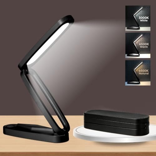 Overcomo Small LED Rechargeable Portable Foldable Wireless Desk Table Lamp