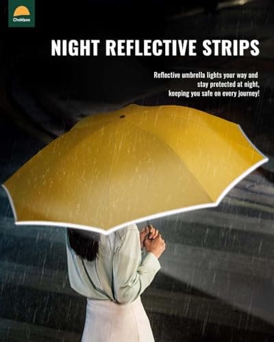 Chakipee Umbrella Windproof Strong Compact Automatic Umbrellas - Umbrella for Men and Women, Portable Folding Umbrella for Travel with Reflective Stripes - Fits Car & Backpack for Wind and Rain — view 2