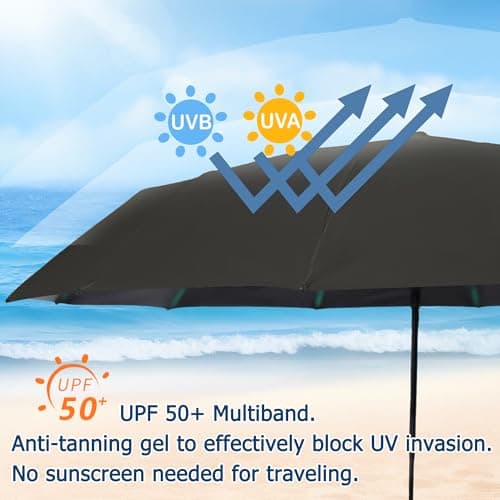 YUNYU Umbrella Windproof Strong, 12 Ribs Auto Open & Close Folding Travel, Compact & Durable UV Rain Protection for Men and Women,Black — view 3