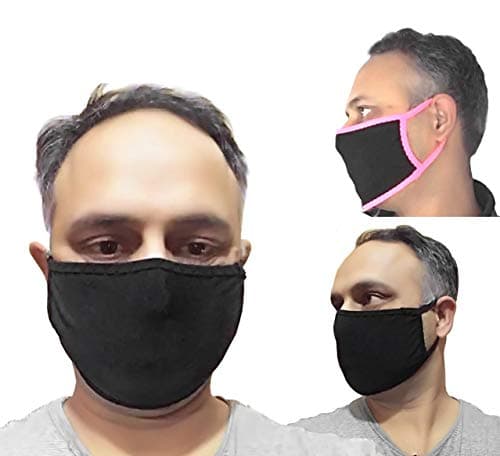 LTG PRO® Soft Face Cover Respirator Cycling Anti-Dust Reusable Quick Dry Washable Pink Black (Black with pink Border) — view 2