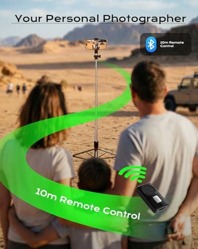 Phone Tripod & Selfie Stick, 170cm Extendable Portable Phone Tripod Stand with Wireless Remote, Compatible with iPhone/Android — view 6