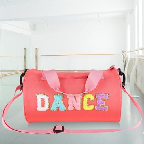 Dance Ballet Bag for Girls Sport Gym Duffle Bags Overnight Travel Bags Fun Dance Workout Duffel Bag Toddler Kid Cute Bag for Dancers, Girls, Teens, Student Athletes, Watermelon Red, 13 x 7 x 7 inches — view 5