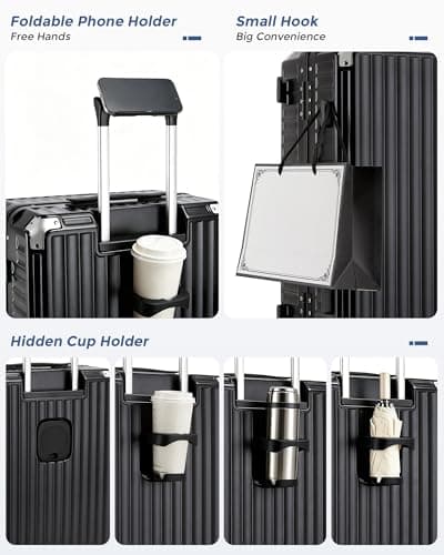 Kono 24 Inch Medium Suitcase with Cup Holder, PC Check in Luggage — view 4