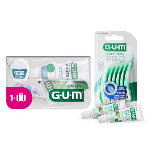 GUM Travel Kit | Foldable Toothbrush | Original White Toothpaste | White Dental Floss | 2 Soft-Picks Original | 1 Travel Kit (with 2 Bonus Samples)