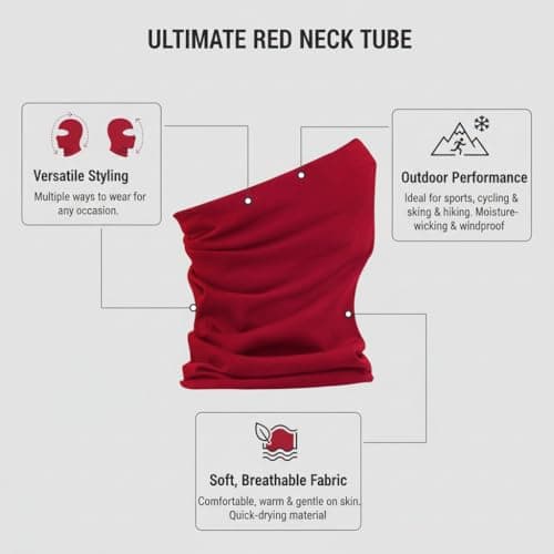 Rocking Party Adults Balaclava Snood Neck Tube Plain Paisley Scarf Travel Cover (Maroon) — view 6