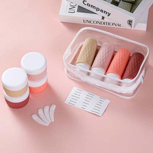 kuangre 8 Pack Travel Bottles for Toiletries - 3 OZ / 90 ML, | Leak Proof Silicone Containers with Clear Bag, Travel Size Toiletries for Lotions, Creams, Foundation, Shampoo, body wash and More | — view 6