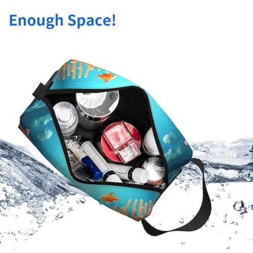 GaJher Large Travel Cosmetic Bag â€“ Reusable Coral Fish underwater Print Toiletry Dopp Kit, Portable Organizer for Makeup, Daily Essentials, White, One Size — view 5
