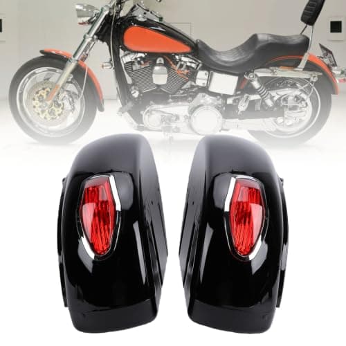 Yctze ABS Motorcycle Hard Saddlebags with Built-in Lights and Lock Set 36L Universal Glossy Black Motorbike Side Bags for Most Cruisers — view 4