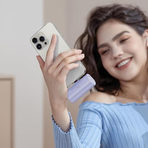 iWALK Mini Portable Charger 4500mAh,USB-C 20W Power Bank with Fast Charging,Compatible with iPhone 17 Pro Max/16 Pro/16/15,Samsung Galaxy S24 S23 Series,LG,HONOR,Xiaomi,iPad,AirPods and More,Purple — view 6