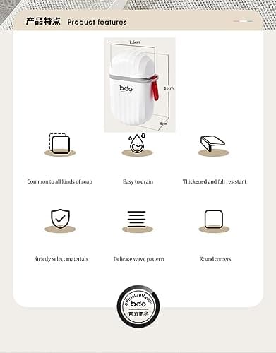 Travel Soap Case Soap Box with Lid Portable Waterproof and Leakproof Shower Including Convenient Handle, Soap Dish for Travel, Bathroom, Camp, Outdoor(White) — view 4