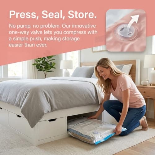 5 Pack No-Pump Vacuum Storage Bags, Large Compression Bags for Clothes, Duvets, Travel(L) — view 4