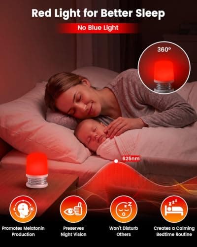 Lamptobe Red Night Light for Sleep, Portable Red Light Lamp with 2 Brightness Levels, USB-C Rechargeable Red Lamp for Bedroom Baby Nursery Travel, Eye-Caring Sleep Light for Bedside(φ53.5 * 73.5mm) — view 3
