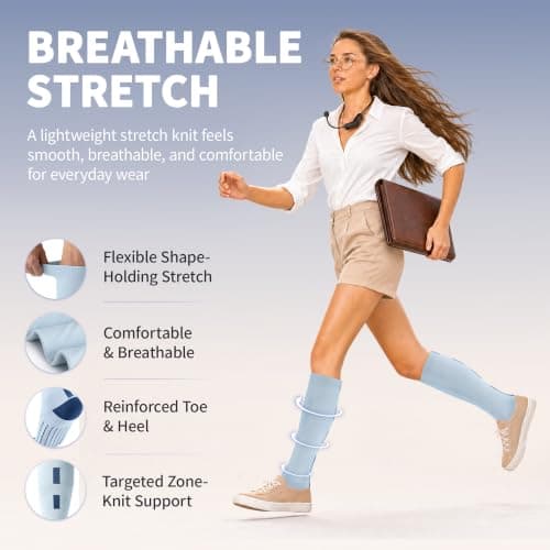 CAMBIVO Compression Socks for Women & Men, 15-20mmHg Flight Socks, 2 Pairs — view 6