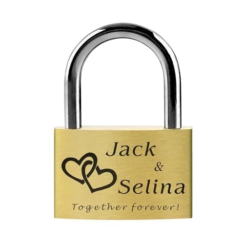 Personalised Padlock Engraved Padlock Love Lock Personalised Locks for Her Him Girls Couples Lover Anniversary Wedding Gifts for Christmas Large Love Lock for Travel Trip Valentines (Design 3)