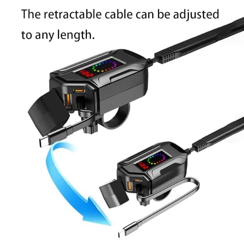 LGBWF Motorcycle USB Charger for Royal Enfield Bullet 500 Limited Edition 2018 Motorbike Power Adapter 3-in-1 Fast Charging Voltage Display Motorcycle Multi Port Charger — view 3