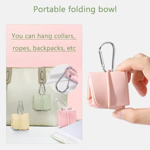 MIUPOO Collapsible Dog Bowl,Collapsible Dog Water Bowls for Cats Dogs,Premium Silicone Pet Water Bowls for Cats & Dogs,Collapsible Travel Dog Bowl Portable,Adjustable Clip Dog Travel Bowl,Pink. — view 4