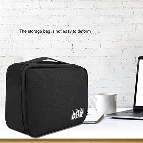 Aramox Travel Storage Bag Polyester Nylon Clothes Organizer 24.5x18x10cm Multiple Grid Portable Storage Box for Travel Dorm Underbed Winter Clothes Accessories (Black) — view 3