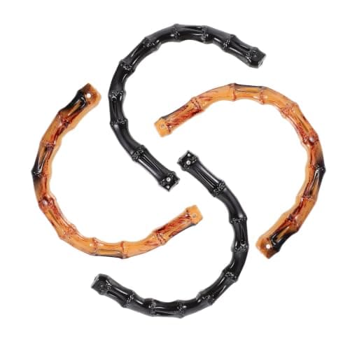 TOYANDONA 4pcs Artificial Bamboo Handbag Handles Rings Plastic Replacement for DIY Bag Accessories Eco-Friendly Imitation Bamboo Color and Black Practical Handbag Handle Repair Kit