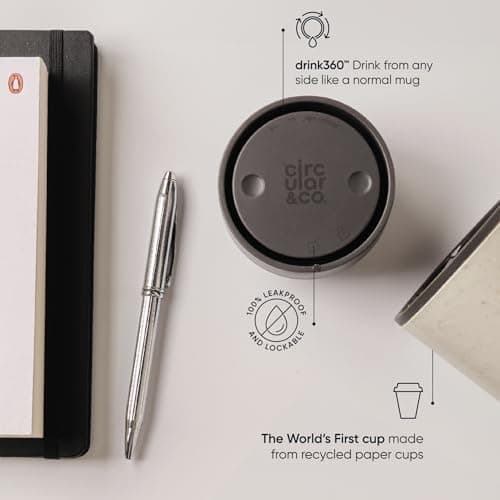 Circular & Co Pre 2026 (Previous Generation) Reusable Coffee Cup - 12oz/340ml - 100% Leakproof & Lockable - Push Top, One Hand Open, 360 Drinking - Recyclable - BPA Free - Dishwasher Safe — view 3