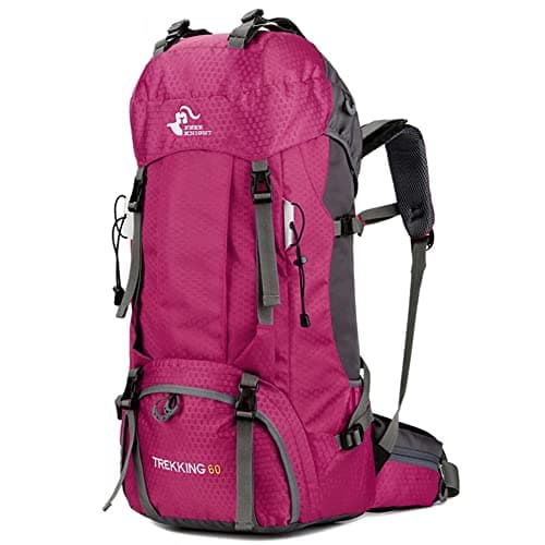 Bseash 60L Waterproof Hiking Camping Backpack with Rain Cover, Lightweight Outdoor Sport Travel Daypack Rucksack for Climbing Skiing