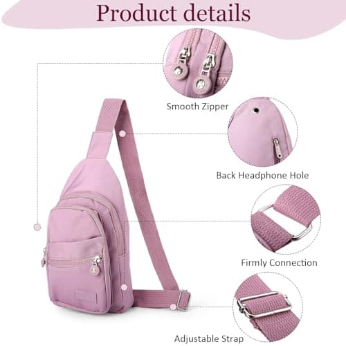Zuimei Sling Bag Chest Bag for Women Men Waterproof, Light Purple — view 2