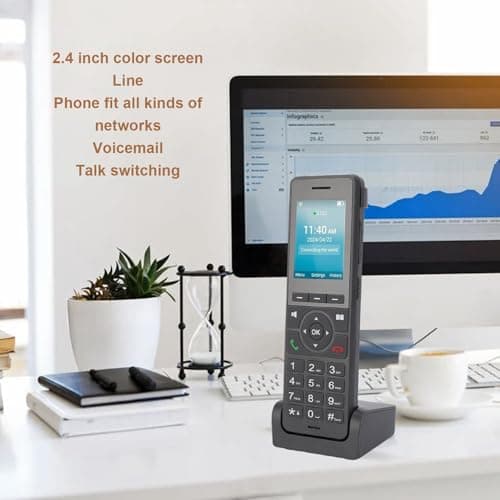Topiky 4G LTE Portable WiFi Phone, Cordless VoIP Telephone with SIM Card Slot 3 SIP Accounts 3 Way Conference Calls 2.4 Inch Color Screen, for Home Office (EU Version) — view 3