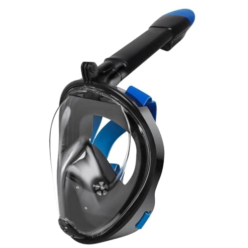 Jsdoin Snorkel Mask Full Face,180°view Design - Anti-fog, Anti-leak Technology - Sports Camera Compatible - for a Safe Adults and Kids Snorkeling Experience (BlackBlue, S/M)