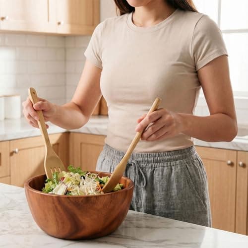 Naturoom Kitchen Utensils Set of 8 PCS, 12Inches Bamboo Wooden Cooking Spoon & Spatula Tools Perfect for Non-Stick Cookware (Bamboo 12inches) — view 5