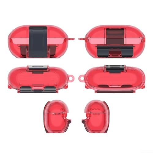 for beats Solo for buds Case Hard Shell Protective Cover Shockproof Clear Transparent Purple Grey Red Anti Scratch ABS Plastic Travel Carrying Pouch for Wireless Earbuds Accessories Men Women(Red)