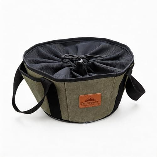 Campingmoon 10 In Dutch Oven Bag, Heavy Duty Canvas Camping Storage Bag with Drawstring, Portable Cookware Organizer for Cast Iron Pot, Anti-Scratch Protection for Camping Picnic