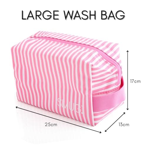 SMUG Wash Bag | Waterproof Travel Toiletry Bag for Travelling, Gym & Shower | Toiletries, Cosmetics & Makeup Bag | Large Washbag for Men & Women | Stylish & Easy to Clean | Candy Stripe — view 5