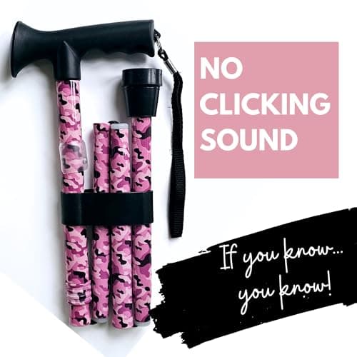 Sassy Sticks, Pink Camouflage, Funky Walking Sticks For Women, Folding Walking Sticks For Women, Adjustable Walking Stick Cane. Lightweight Mobility Aid and Arthritis Support, Pink Walking Stick — view 5
