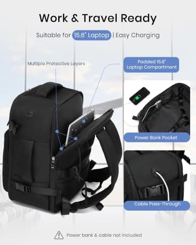 Kono Ryanair Cabin Bag 40x30x20, Underseat Travel Backpack, Black Classic — view 5
