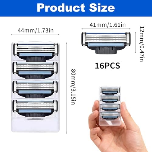 16 Pcs Razor Blades Compatible with Gillette Mach 3 Men Shaver — view 2