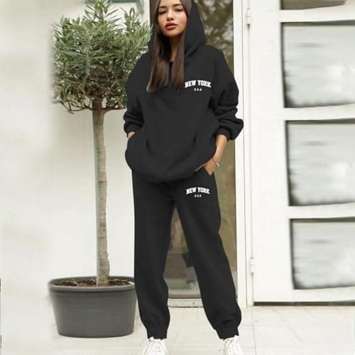 Orange Grey Womens Tracksuit Set Uk With Pocket 2 Piece Hooded Sweatshirt And Sweatpants Oversied Letter Print Lounge Wear Sweatsuits Baggy Hoodie And Cuffed Foot Jogger Set Size 10 12 14 16 18 20 3xl — view 2