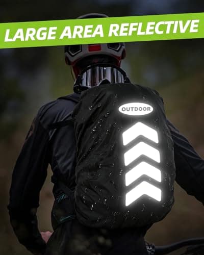 humpun Waterproof Backpack Cover, Black Reflective Rain Cover with 2 Buckles, High Visibility Protector, Outdoor Hiking Gear & Father Day Gift — view 4