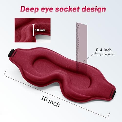 Sleep Mask for Men Women, 3D Eyelash Extensions, Opaque Sleep Mask for Travel, Eyeshadow Cover with Adjustable Strap (Red-3D) — view 5