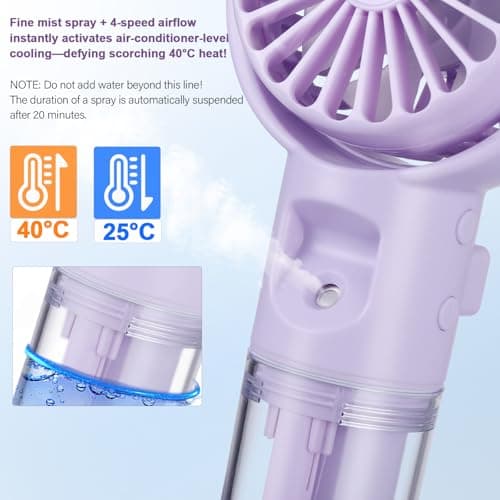 Electric Handheld Fan with Water Mist Spray, Mini USB Hand Fan Rechargeable — view 5