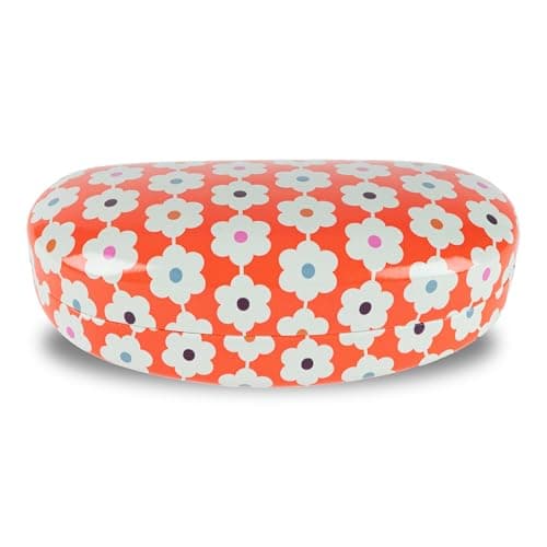 LAGO TERRA Retro Floral Print Hard Shell Sunglasses Case - Daisy Chain Orange (Large)