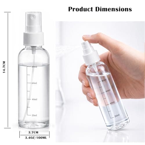 Spray Bottle 5 Pack Clear Travel Spray Bottles Empty – 3.4oz 100ML Fine Mist Refillable Liquid Container Leakproof Plastic Small Spray Bottle for Perfume, Toner, Alcohol, Skincare, Cleaning,Gardening — view 2