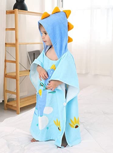 Hilmocho Kids Hooded Beach Towel Poncho Children Bath Towel Bathrobe Animal Cotton Swimming Pool Shower Towel for Boys Girls — view 3