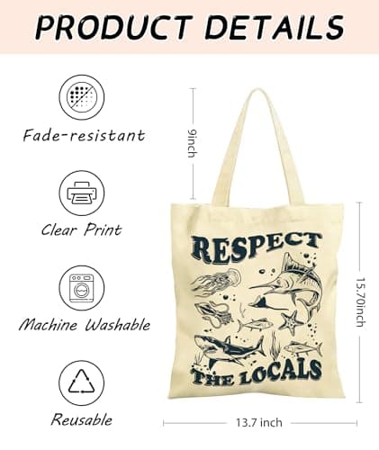 Ocean Shark Canvas Tote Bag - Reusable Grocery Bag Gift for Surfers Divers — view 3